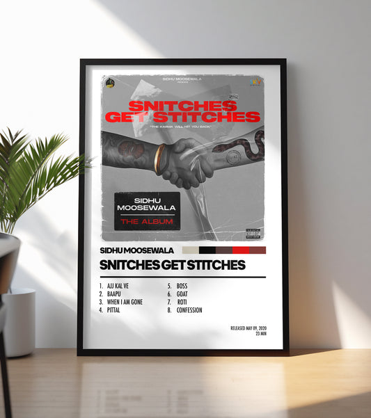 Sidhu Moosewala - Snitches Get Stitches Poster